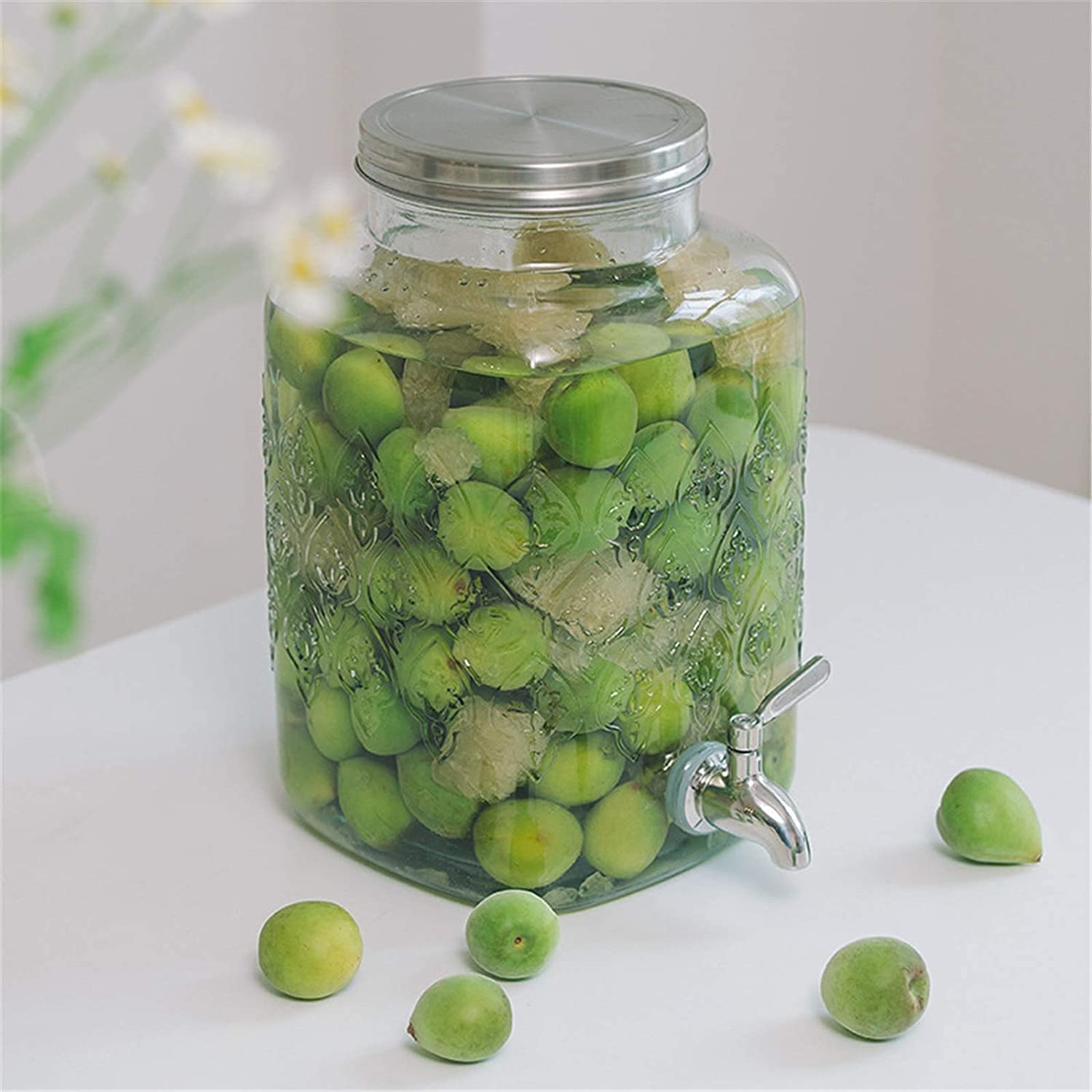 Bierturmspender Saftspender Getränkespender aus Glas Weite Öffnung Einfaches Befüllen - Getränkespender Eiszylinder hält Getränke kalt Für Partys im Freien Und，One Color-13x28x17cm