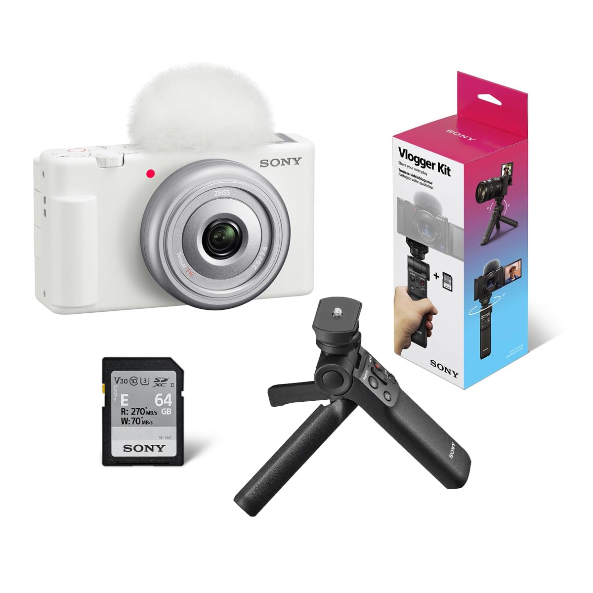 Amazon.com : Sony ZV-1F Vlogging Camera, White with ACCVC1 Vlogger