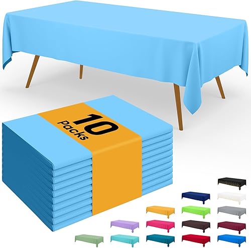 Miniatura 96 de Smiry - Juego de 6 manteles desechables, manteles rectangulares impermeables de 54 x 108 pulgadas para fiestas, mantel de plástico decorativo, a