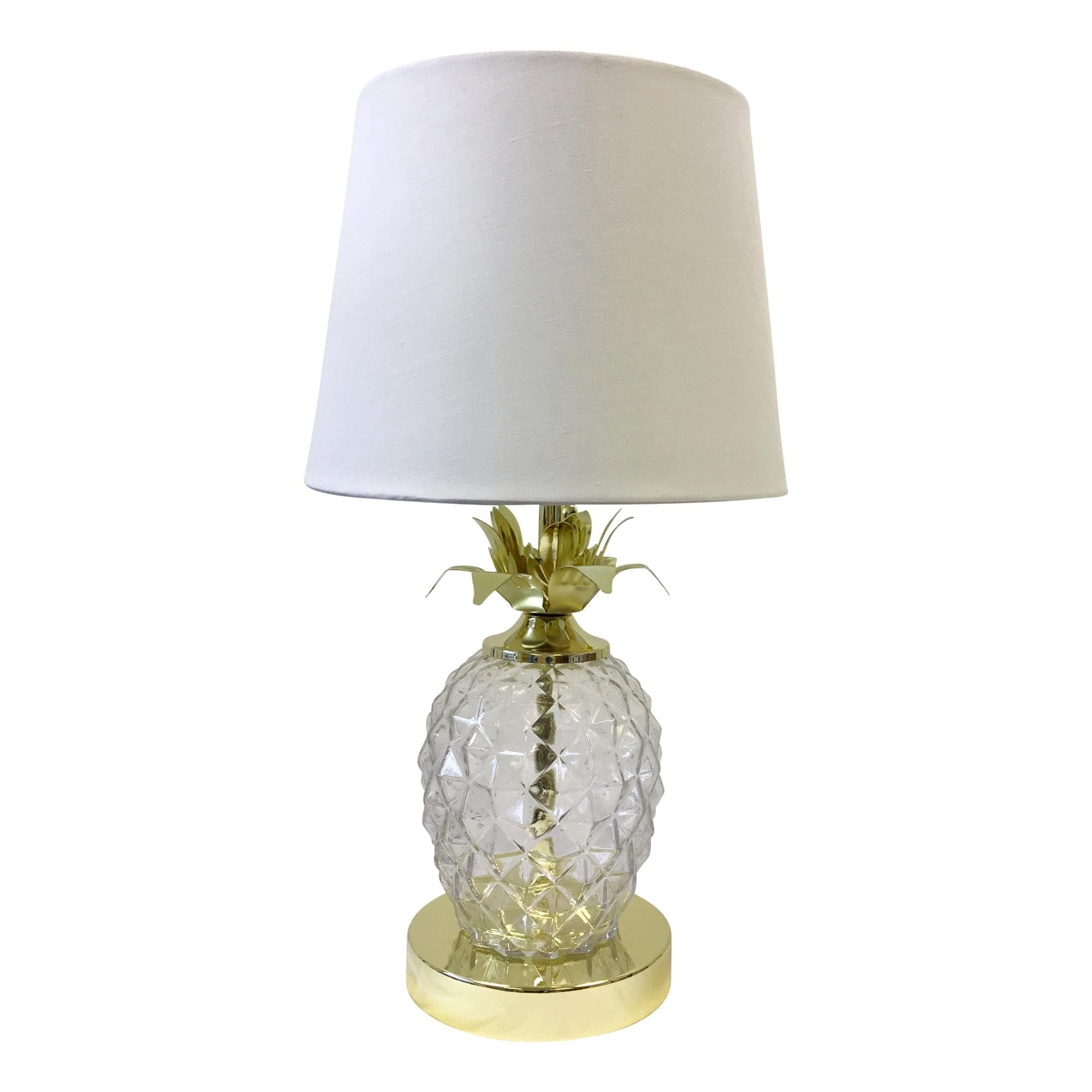 firstchoicelighting Modern Pineapple Design Touch Operated Table Lamp or Bedside Light - Gold with White Shade Touch Lamp LED Compatible 42cm Tall