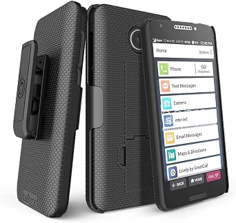Case for Jitterbug Phone Smart2, BELTRON Slim Protective Grip Case & Belt Clip Clip Holster Combo with Kickstand for Lively Jitterbug Smart Smartphone for Seniors Black, 5049SJBS2