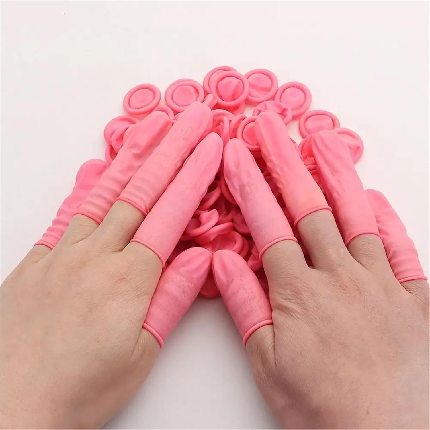 Large Disposable Nitrile Finger Cots 600 Pcs Disposable Finger Cover Rubber Gloves Non-Slip Anti-Static Latex Cot Fingertip Protector Thumb Sleeve Glove(White)