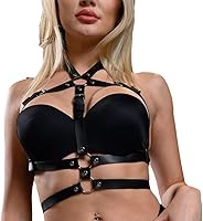 BAQOEYII Punk Leather Harness Belt for Women - Adjustable PU Leather Body Harness, Festival Streetwear Layering Accessory