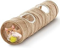 FlashingFire XL Collapsible Cat Tunnel Toy with Fun Ball & Peephole - 11.8" Diameter for Indoor Cats, Rabbits, Ferrets & Puppies