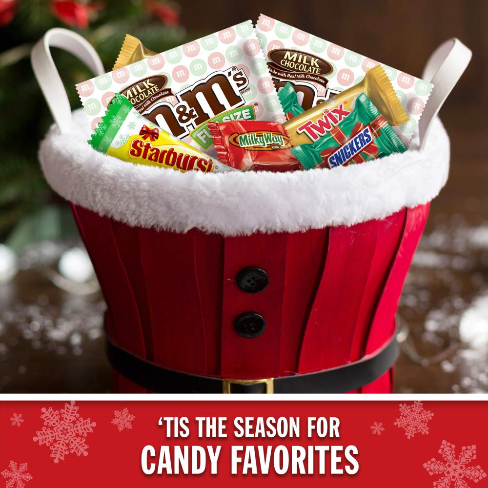 M&M'S, SNICKERS, TWIX, MILK WAY & STARBURST Fun Size and Minis Size Christmas Chocolate Candy Assortment, 59.8-Ounce Bag (170 Pieces)
