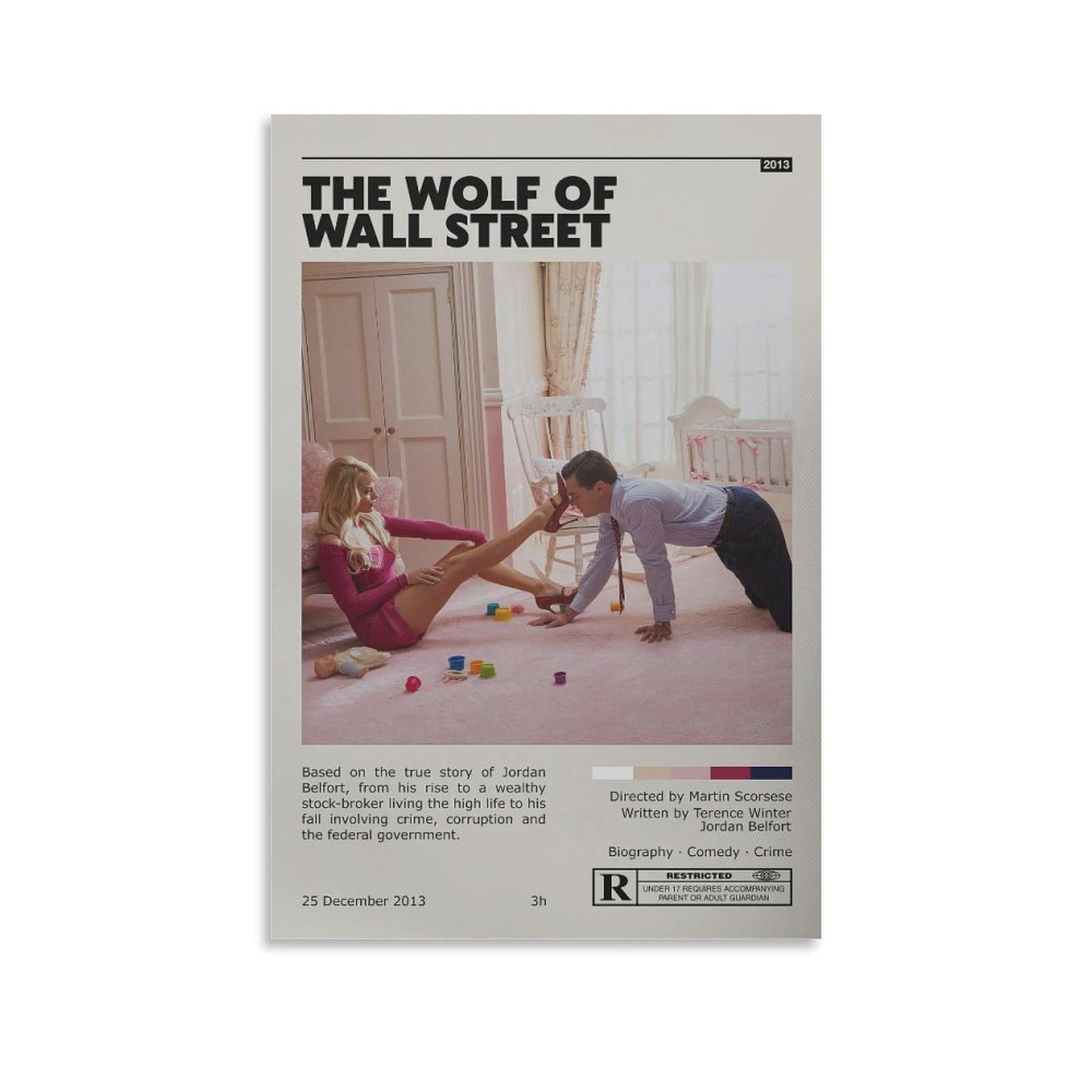 DISHIMAN 𝗧𝗵𝗲 𝗪𝗼𝗹𝗳 𝗢𝗳 𝗪𝗮𝗹𝗹 𝗦𝘁𝗿𝗲𝗲𝘁 𝗥𝗲𝘁𝗿𝗼 Movie Poster Canvas Wall Art Room Aesthetics HD Modern Decorative Painting For Teens Bedroom Liveroom Dorm Deco 12x18inch(30x45cm), Unframe-style