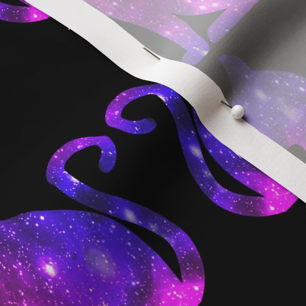 Spoonflower Fabric - Cats Animals Stars Universe Galaxy Nebula Watercolor Silhouette Purple Printed on Cotton Poplin Fabric by The Yard - Sewing Shirting Quilting Dresses Apparel Crafts
