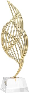 Metal Abstract Art Sculpture Iron Abstract Decorative Statue Modern Luxury Home Decor with Glass Base for Desk Shelf Livin...