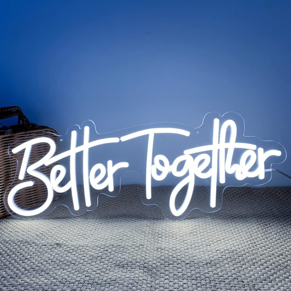 BPA LED Letters Light 56 x 20 cm Better Together Neon Sign Transparent Cutout Shaped Base for Wedding Birthday Party Wall Lights (Better Together)