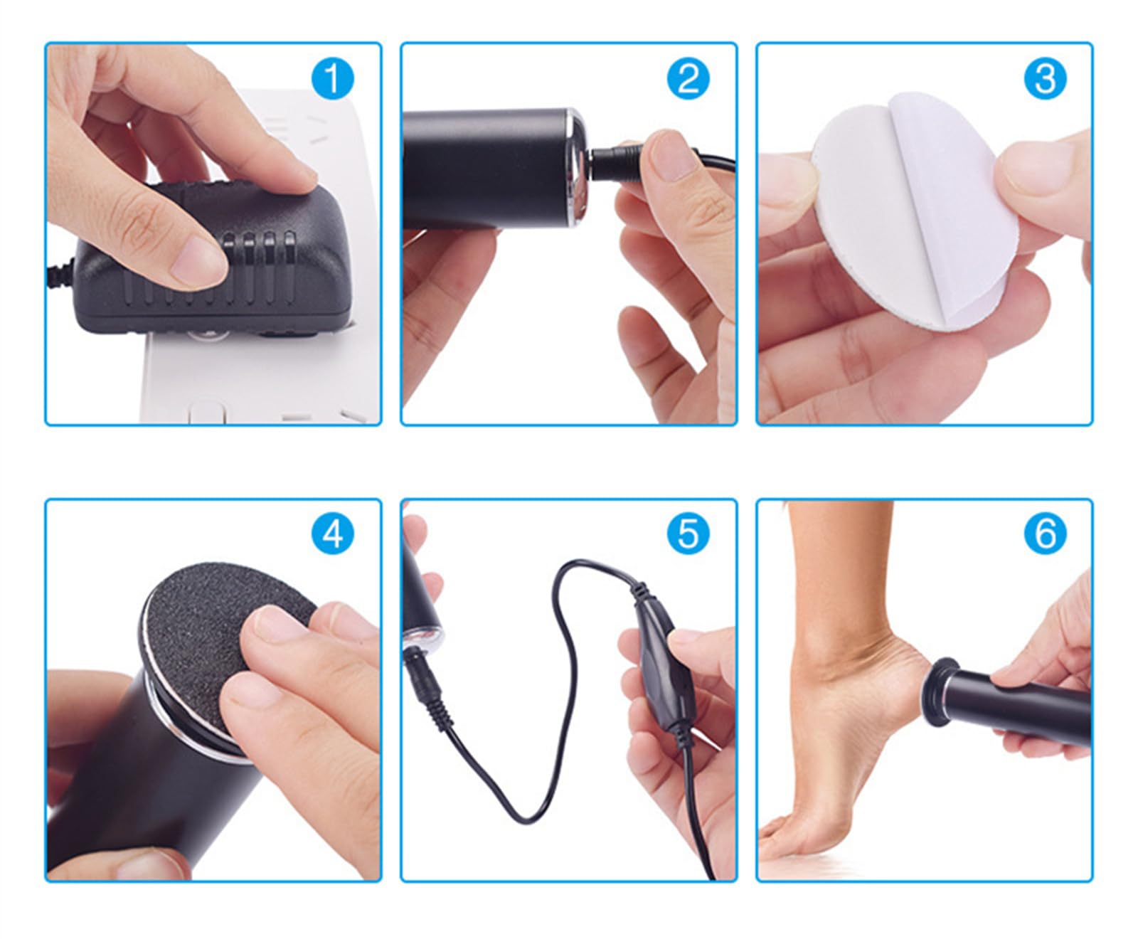 miyora FootGlow - Schöne Füße in nur 5 Minuten Elektrischer Hornhautentferner für Füße Einstellbare Geschwindigkeit, 60 Schleifpads für effektive Hornhautentfernung und weiche Haut