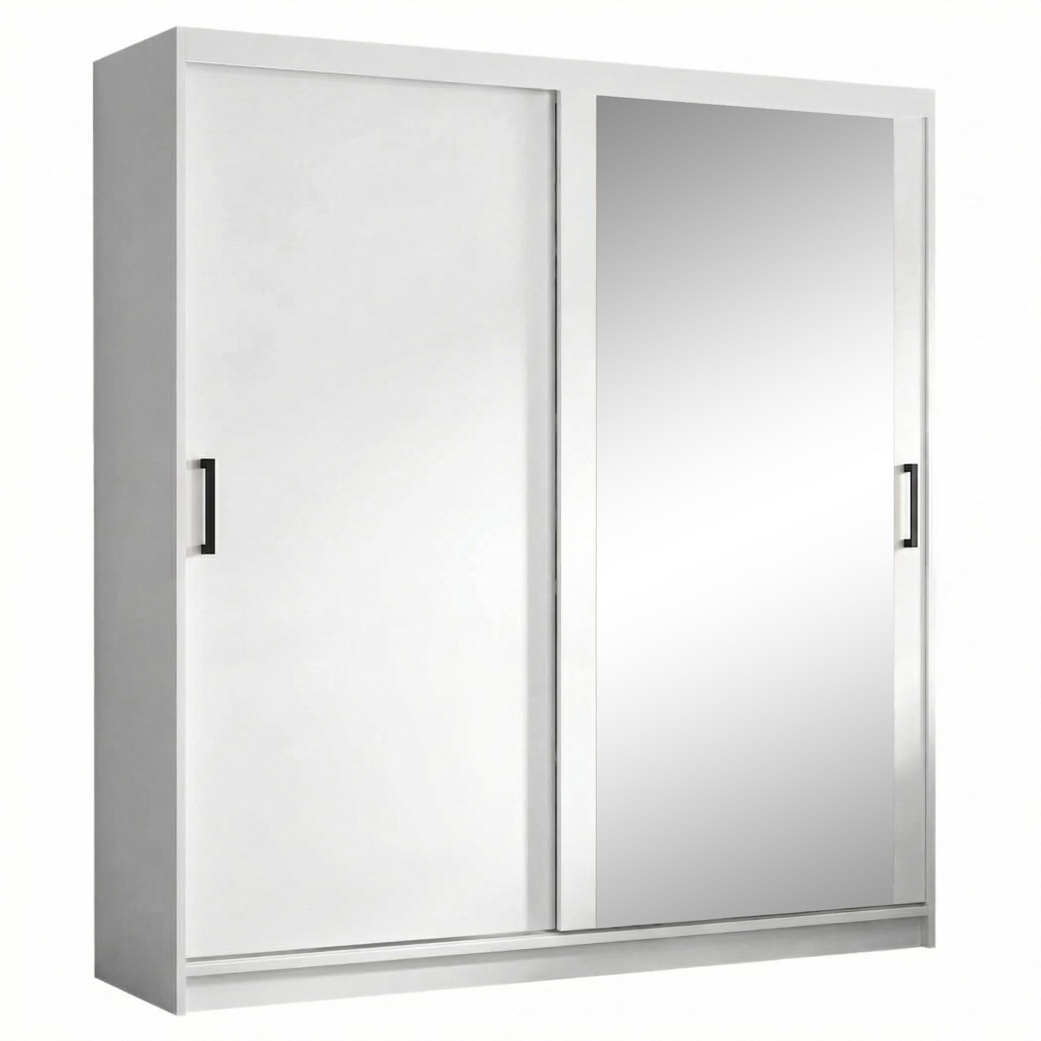 Kleiderschrank HELA moderner Schiebetürenschrank mit Spiegel, Kleiderstange und Regalböden, für Schlafzimmer, Flur & Ankleidezimmer (Weiß, 120, Zentimeter)