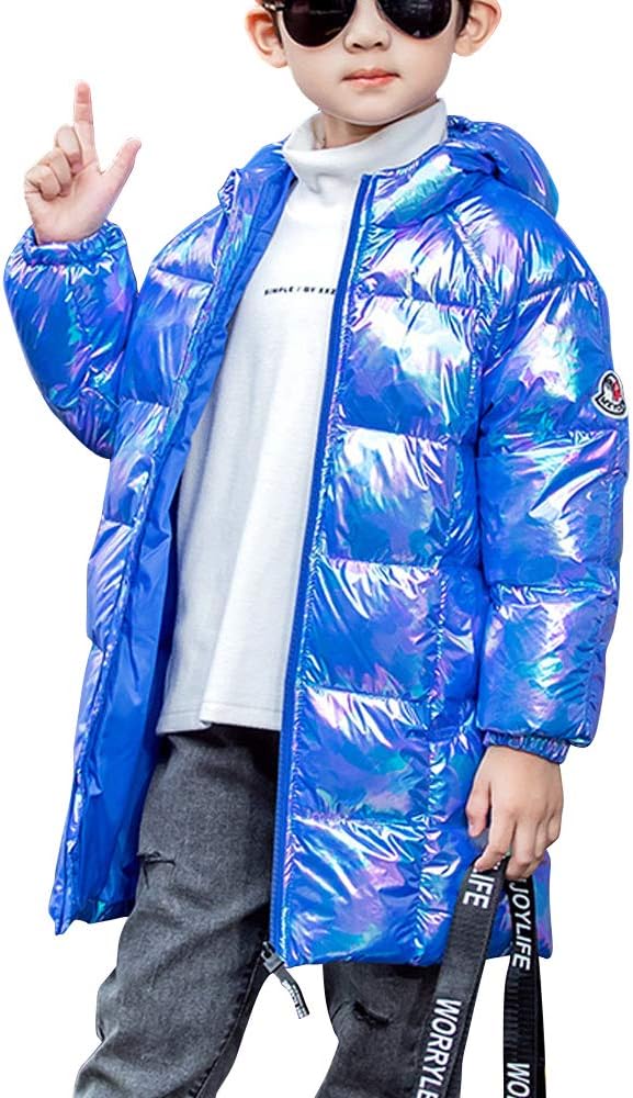 Phorecys Girls Boys Hooded Down Puffer Lightweight Mid-Long Winter Jacket Coats Outerwear for Kids