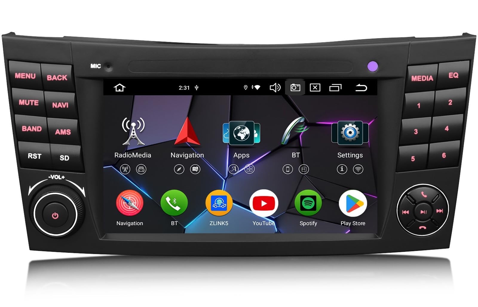 7" Android 16 Autoradio Carplay pour Mercedes Classe E W211 Classe CLS W219 | 4+64Go 8 Cœurs sans Fil Carplay GPS Navigation DSP WiFi Bluetooth 5.0 Écran tactile