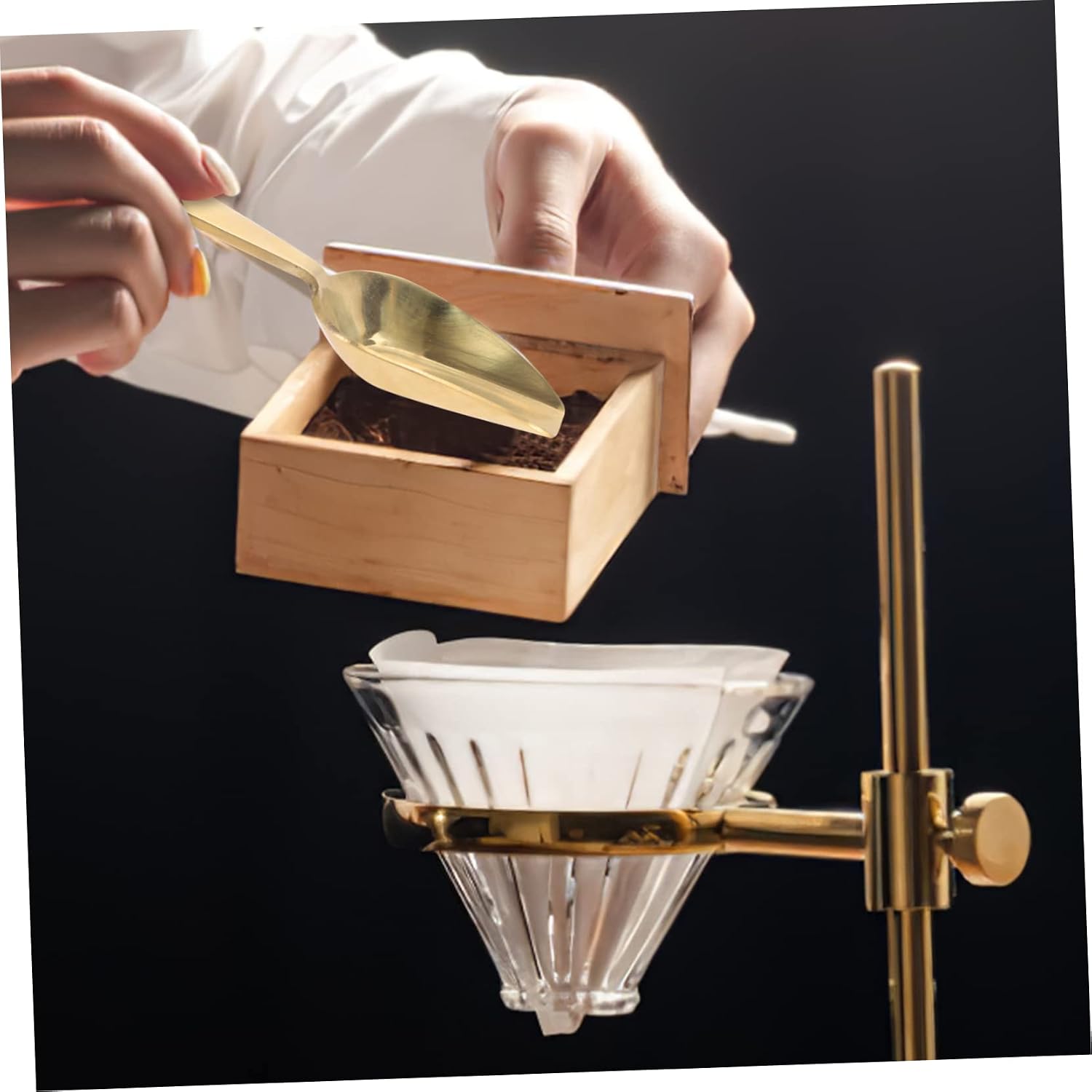 Tea Scoop Long Handle Brass Grain Spoon Kitchen Bean Scoop Simple Tea Leaf Spoon for Scooping Baking Ingredients