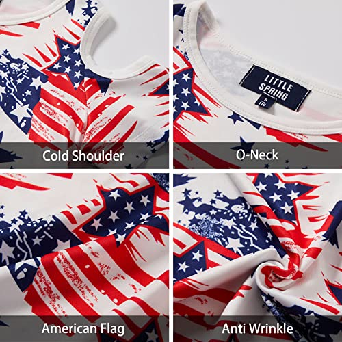 LittleSpring Girls Cold Shoulder Short Sleeve Summer Swing Dress3