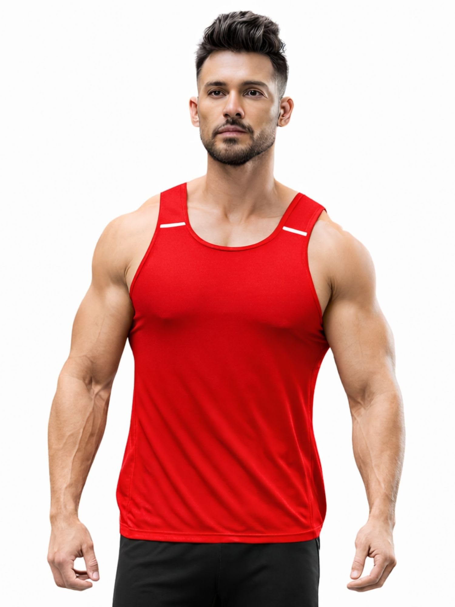 3colors 3Colours RGB Men's Active Wear Sleeveless Tank top, Gym Vest, Leisure wear Atheletic Fit NCUT-2LINE Shoulder-picture-27