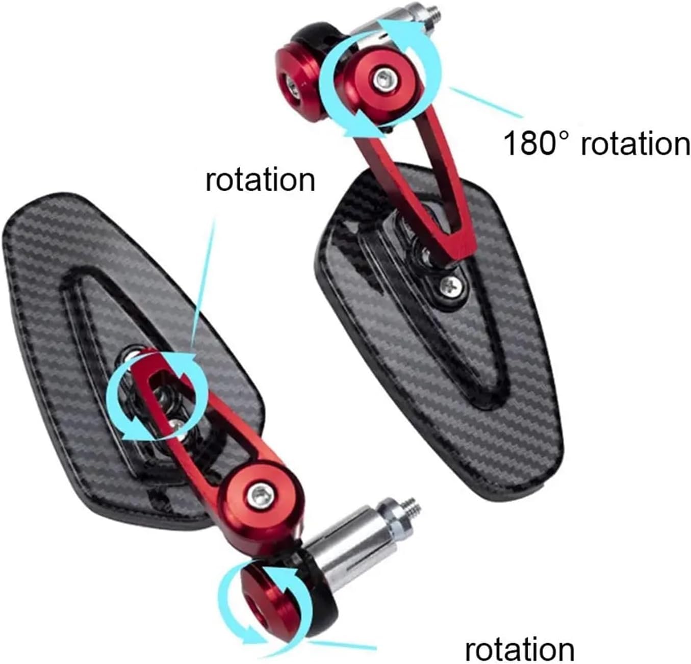 shengyi Accessori Moto Specchietto retrovisore for, modello in fibra di carbonio, specchio for manubrio, specchietto retrovisore invertito modificato, accessori for moto Specchietti Moto(Red)