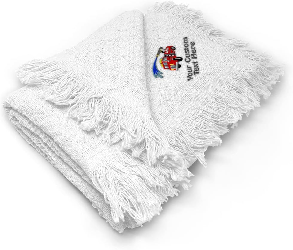 Custom Embroidery Nursery Bedding Baby Blankets for Boys & Girls Kids Firetruck