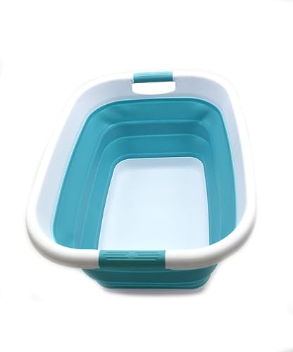Miniatura 3 de SAMMART - Canasta plegable de plástico para ropa sucia, recipiente de almacenamiento  organizador, tina de lavado portátil, para ahorro de espacio