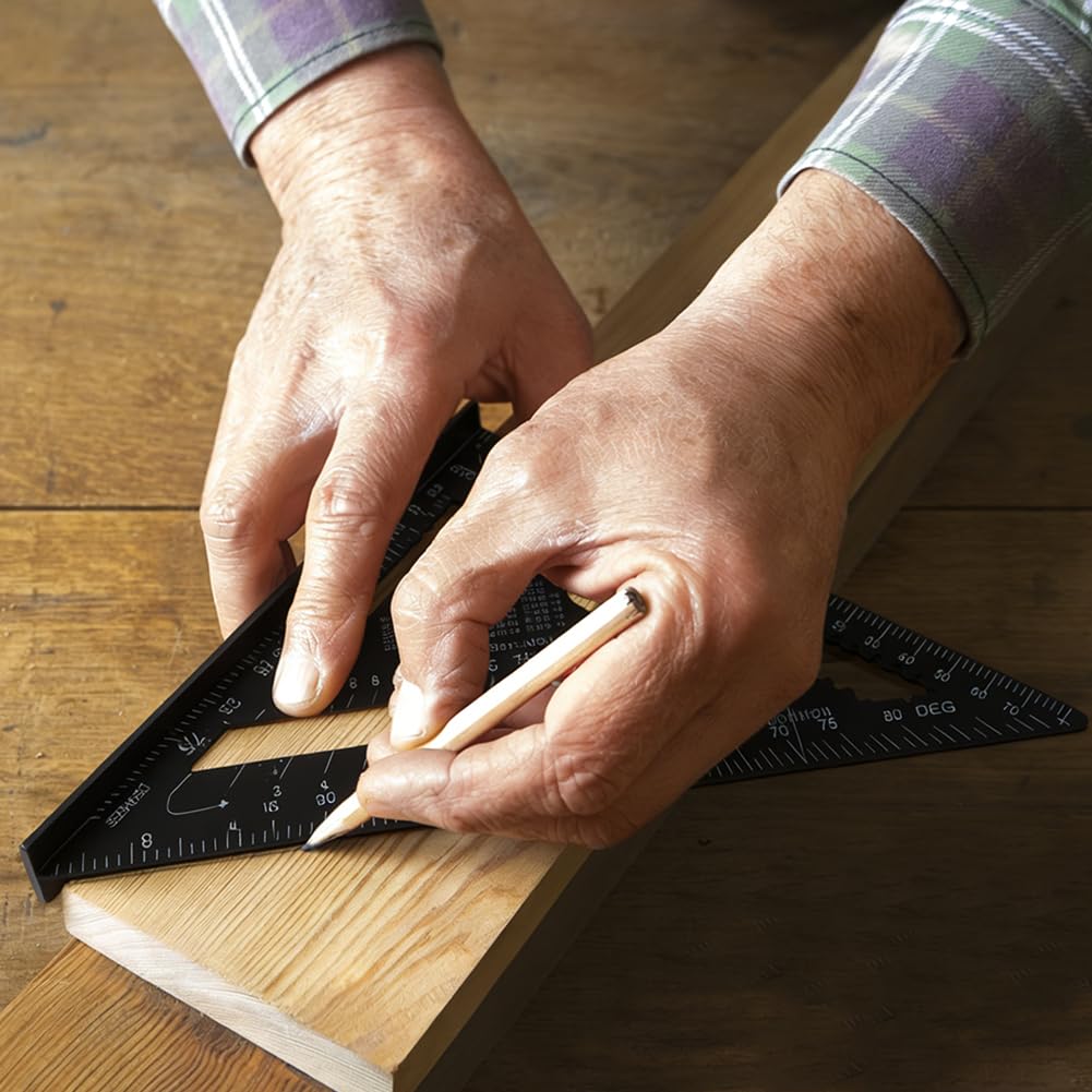 Combination Square Woodworking Ruler Tools,7inch Carpenter Square Wood Working Tools and Accessories,12inch Aluminum Carpenter Squares,Combo Squares(Black)