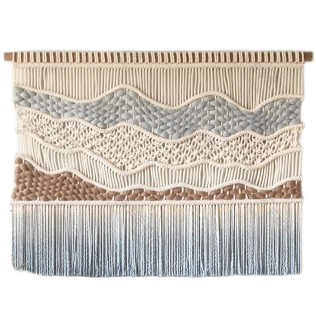 Tapiz para colgar en la pared de macramé tejido a mano para decoración de dormitorio y sala de estar de estilo nórdico