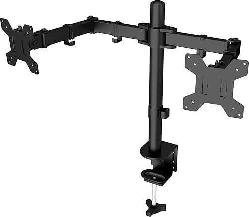 Vista 8 de Simple Trending Soporte de monitor doble para pantallas de computadora de 17 a 27 pulgadas, soporte para computadora, soporte ajustable para 2