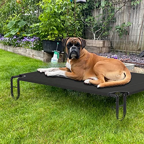 KORIMEFA Erhöhtes Hundebett bis 55 kg, Haustierbett Outdoor, Waschbare Hundebetten Hundeliege Haustierliege Mittelgroßer Hunde, 122 x 85 x 20 cm mit rutschfesten Füßen für Garten Indoor Draußen