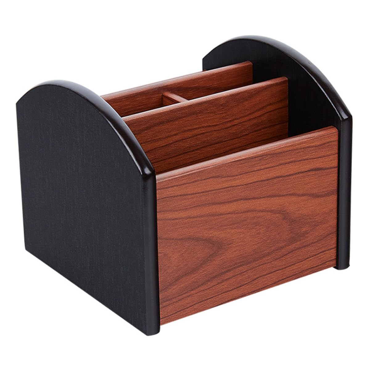 Caja Organizadora de Plástico Diseño de Madera para Oficina, Contenedor Multifunción Compartimentos Múltiples para Bolígrafos y Accesorios de Escritorio