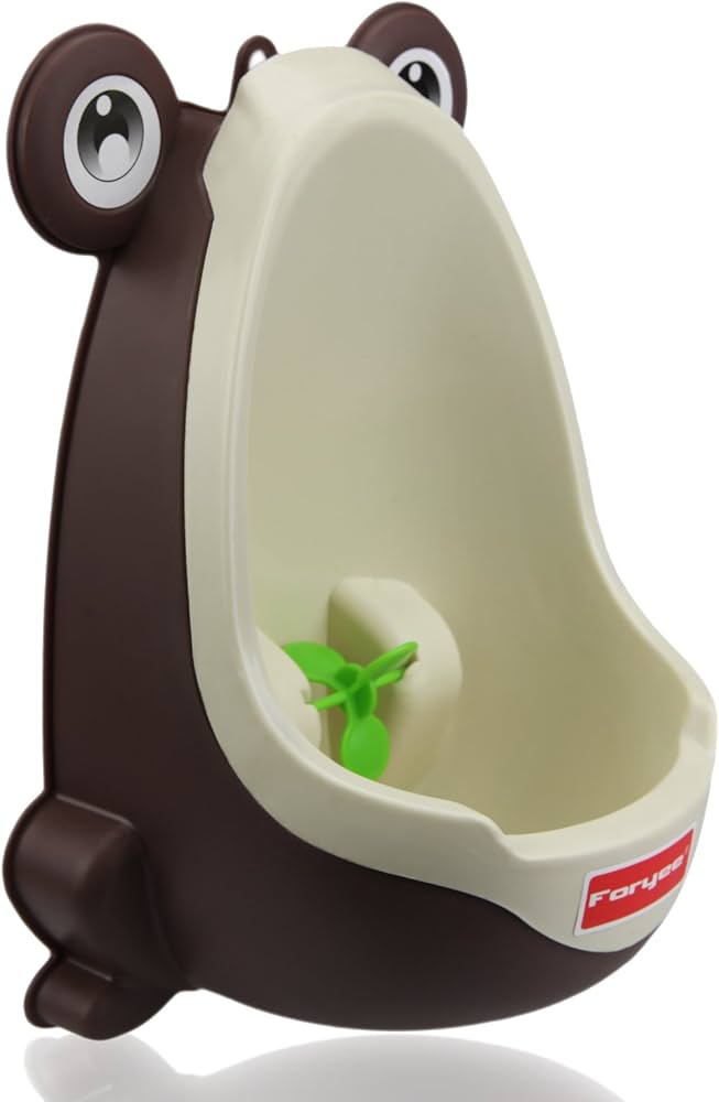 Cute Frog Potty Training Urinal for Boys with Funny Aiming Target - Coffee