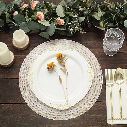 Platos desechables beige redondos 13 pulg pack 6 miniatura 6