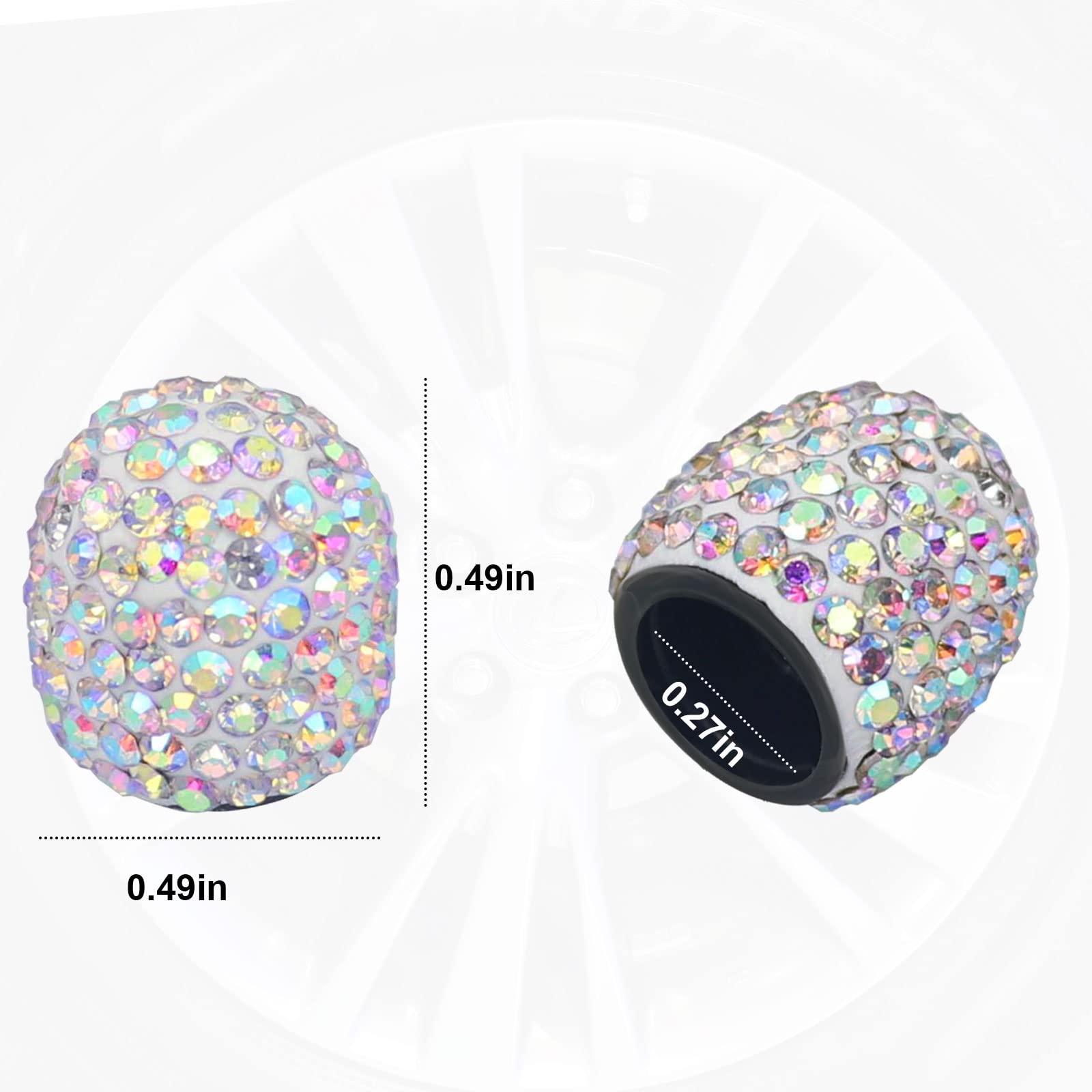 Bling Tire Valve Stem Caps 4 Pack Universal Handmade Crystal Rhinestone Chrome Car Valve Stem Covers Bling Car — view 2