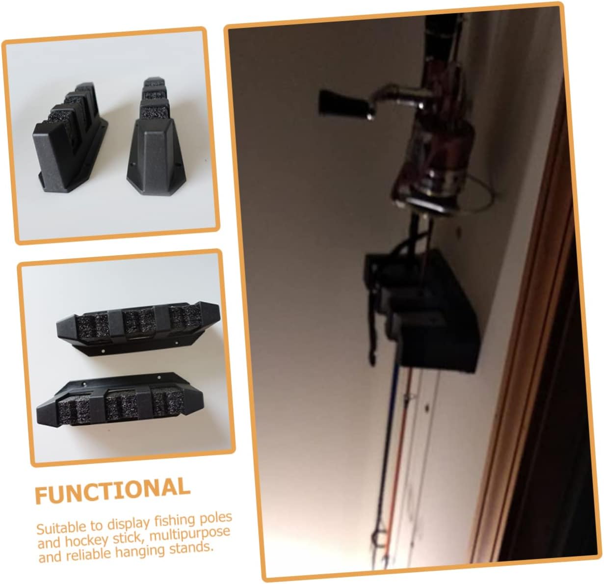 Kisangel Fishing Pole Storage Rack 2pcs Fisherman's Wall Mount Fishing Rod Display Bracket