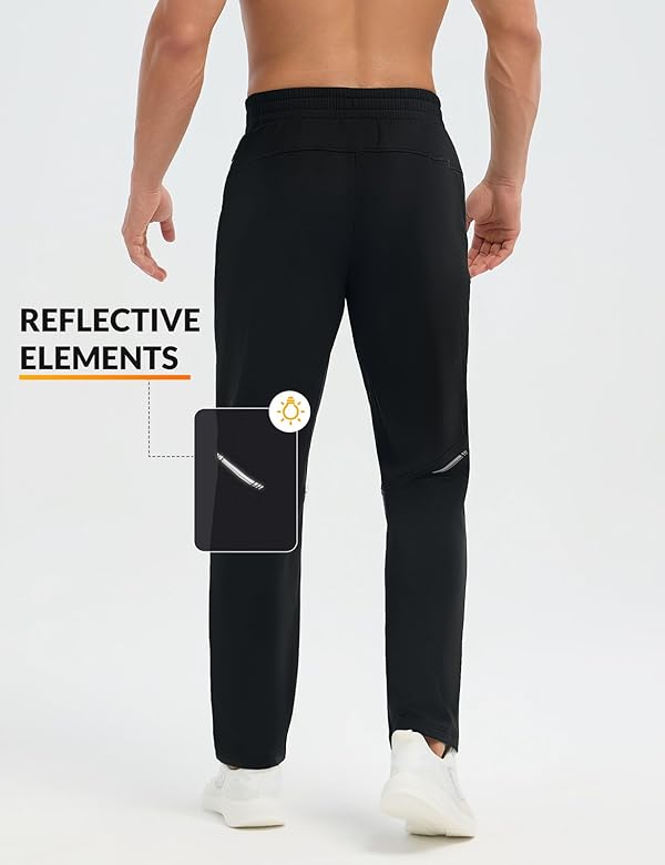 baleaf Men's Fleece Lined Running Pants with Zipper Pockets Winter Thermal Track Pants Cold Weather Warm Athletic Workout Hiking Gear Black M by baleaf - Image 5