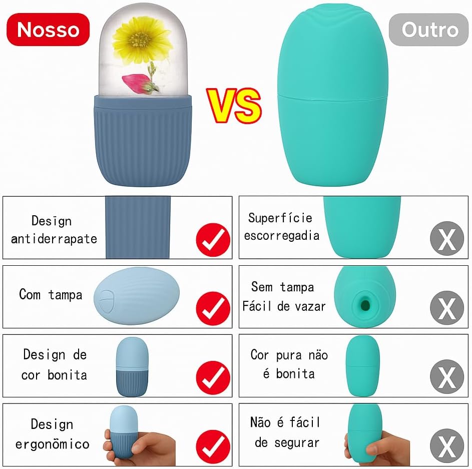 Top Massageador Facial de Gelo Reutilizável – Ice Roller para Rosto, Olhos e Pescoço | Reduz Inchaço, Olheiras, Linhas de Expressão e Alivia Enxaqueca | Skincare Natural com Crioterapia Top Massageador Facial de Gelo Reutilizável – Ice Roller para Rosto, Olhos e Pescoço | Reduz Inchaço, Olheiras, Linhas de Expressão e Alivia Enxaqueca | Skincare Natural com Crioterapia
