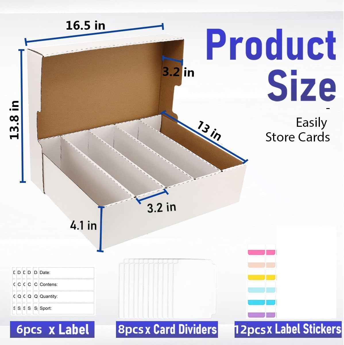 Sports Card Box 5 Row 3200 Count,Cardboard Card Storage Box with Divider Bulk Card Storage Baseball Card Boxe,Sports Cards Storage Box for Card Game Storage Box for PKMN/TCG/Magic/Mtg(1Pack)
