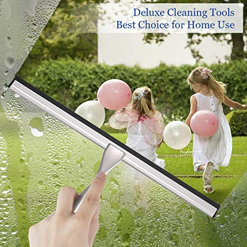 Image of Stainless Steel Shower Squeegee for Shower Doors, Bathroom, Window, Mirror and Car Glass - 14 Inches