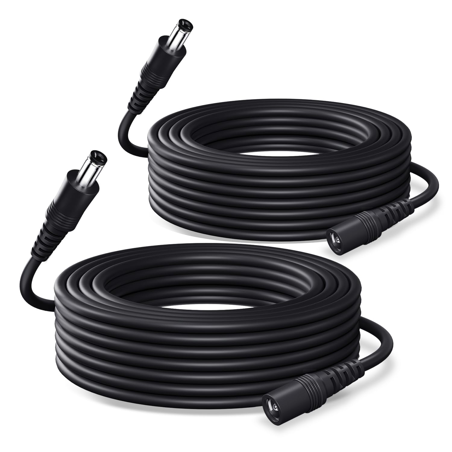 BeautifulU 2PCS 10M DC 12V Power Extension Cable, DC Plug 5.5 * 2.1mm, Male-to-Female Connector, Power Extension Cord for CCTV Cameras/Routers/LED Strips/Printers and More Devices-Black