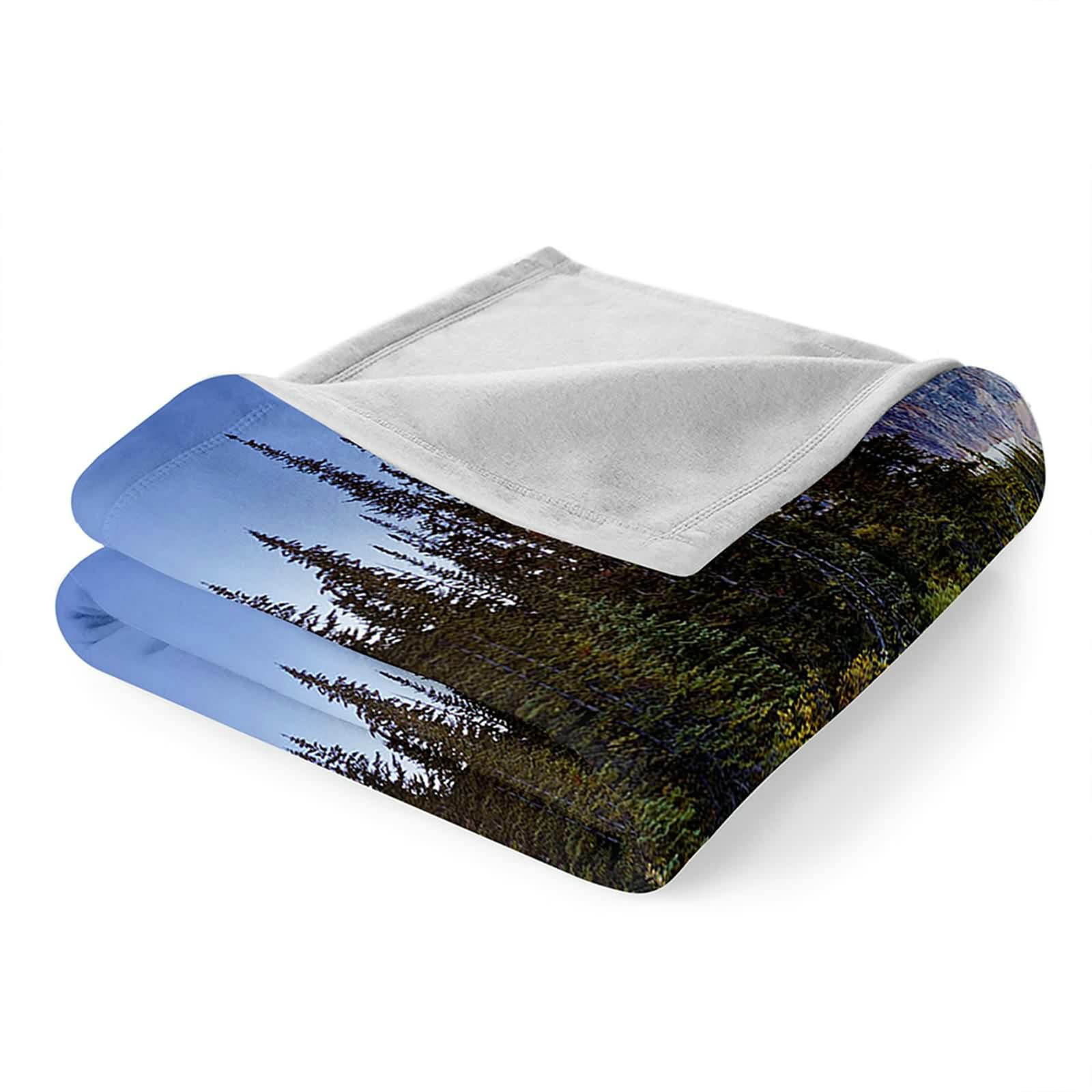 Aeici Couverture Polaire, Couverture Enfant Polaire Couverture 150x200 cm Lac Arbre Montagne Pierre Couverture Canapé Cadeau pour Adultes et Enfants