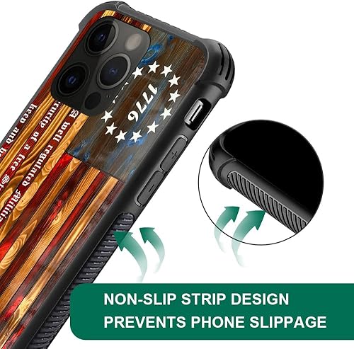 Miniatura 5 de Funda compatible con iPhone 14, fundas para mujeres y niñas, Betsy Ross 13 estrellas de madera con bandera estadounidense con 1776