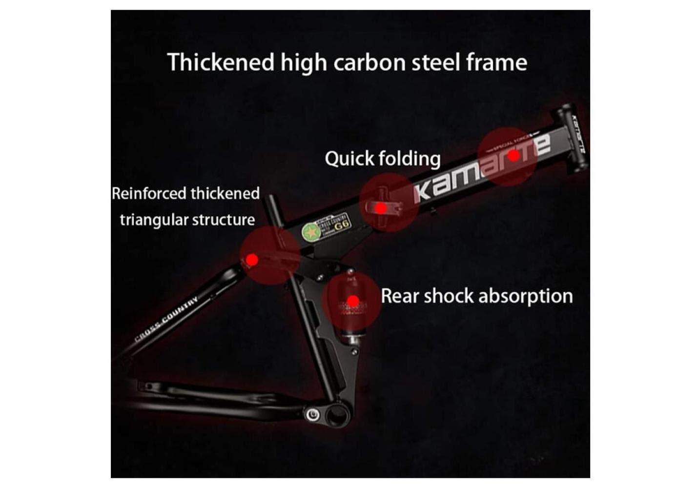 Vélo de Montagne pour Hommes, vélo de 24 po à 3 Rayons, Cadre en Acier à Haute teneur en Carbone, vélo Pliant à Double Suspension 21/24/27 Vitesses, u