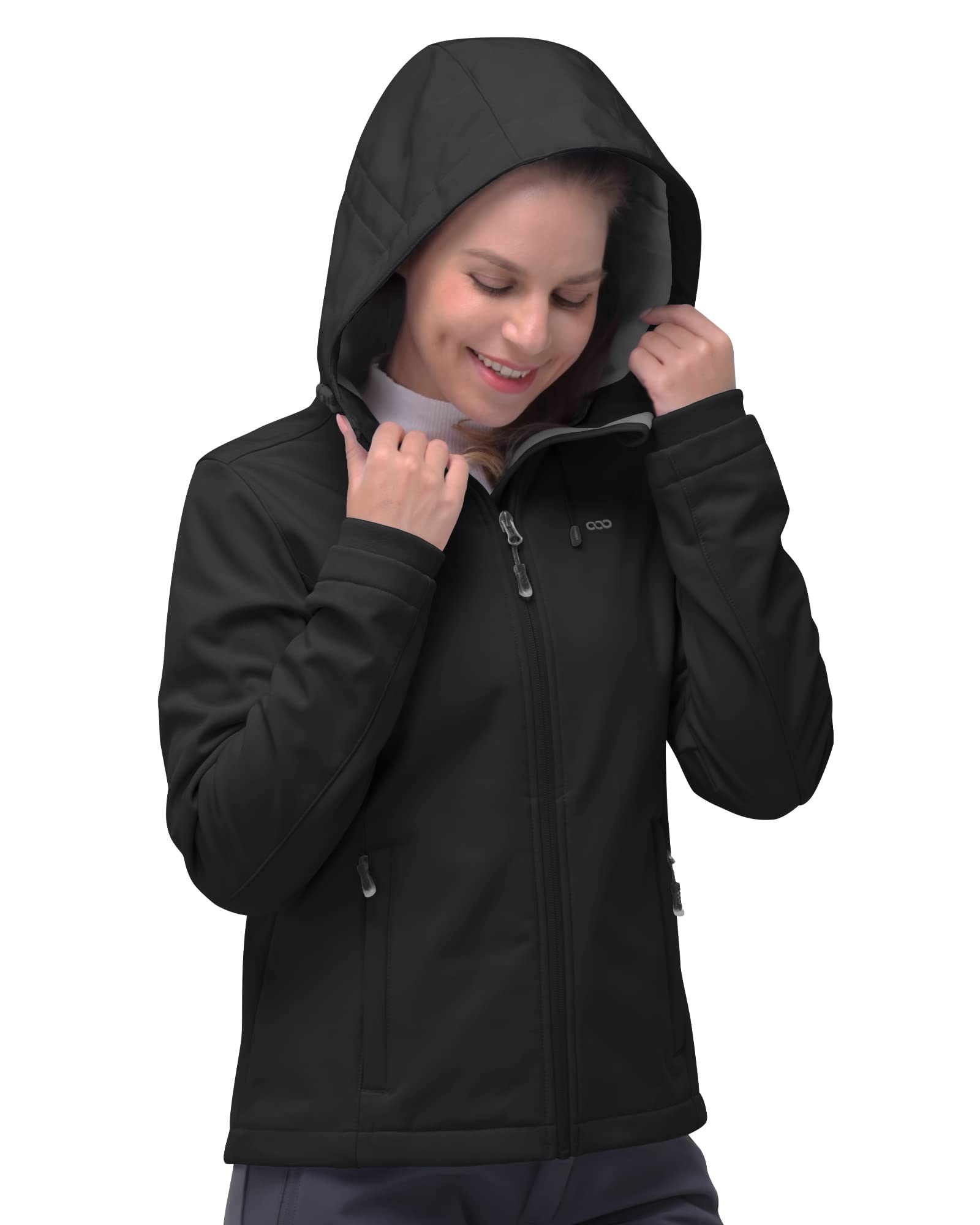 33,000ft Giacca softshell da donna, impermeabile, traspirante, calda, in pile, antivento, con cappuccio