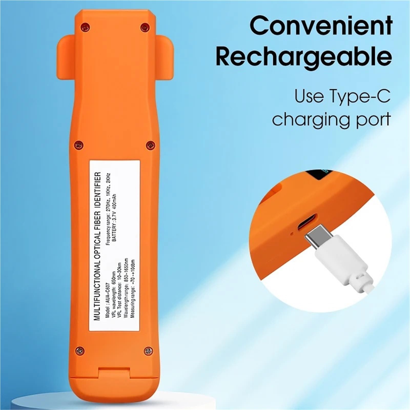 Localisateur Visuel de Défauts, Identificateur de fibre optique rechargeable AUA-C607/C605 avec OFI/OPM/lumière LED/VFL intégré 800-1700 nm SM(AUA-C607)