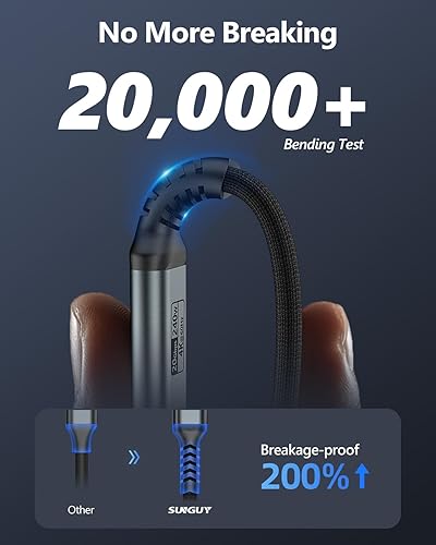 Miniatura 6 de SUNGUY Cable USB C 3.2 Gen 2 de 1.5 pies, cable USB C a USB C de 240 W de carga rápida, transferencia de datos de 20 Gbps, salida de video 4K, cable
