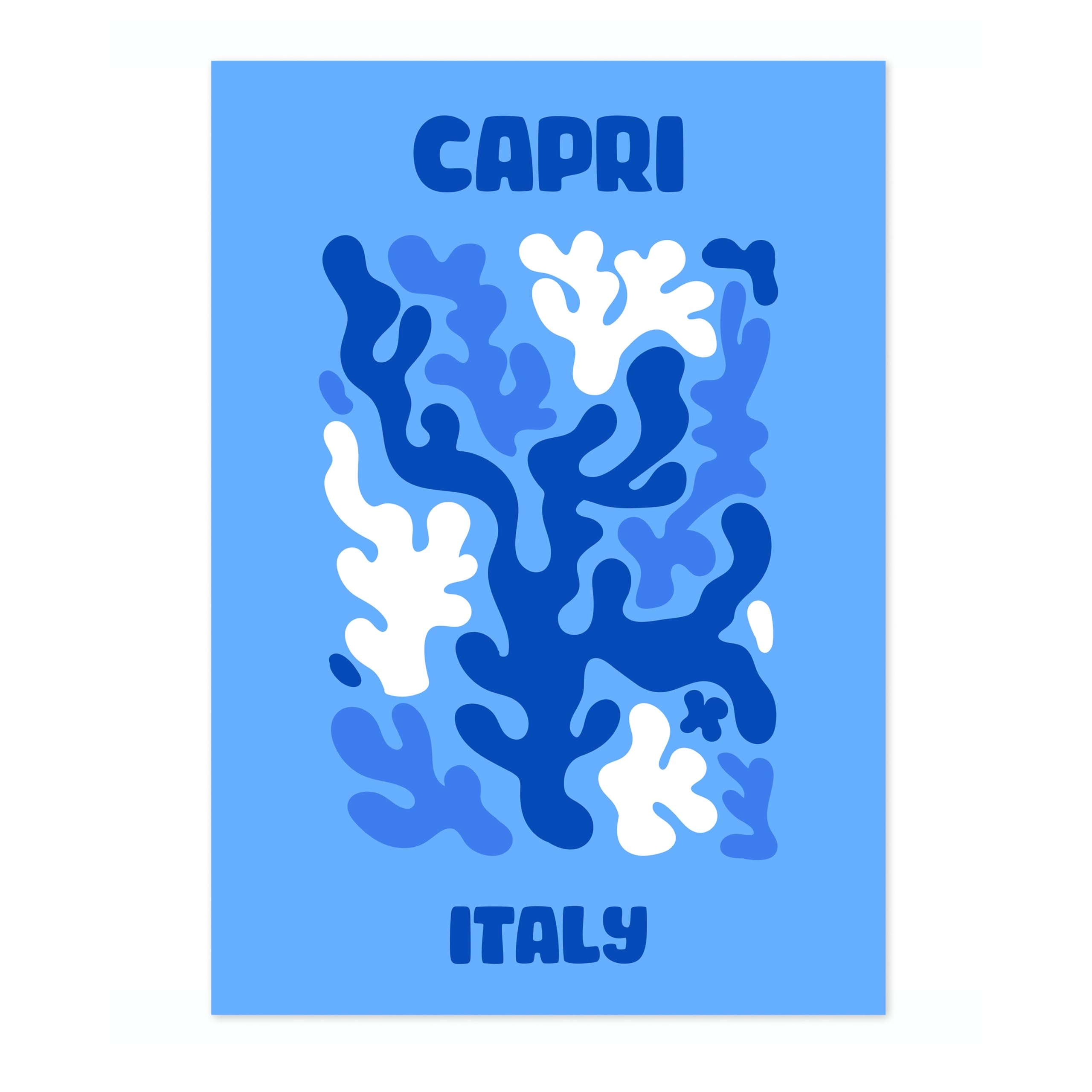 Capri Travel Poster, Colourful Abstract Preppy Minimalist Room Decor Wall Art Print, Archival Matte, A5 (Print Only) - 21x14.8cm