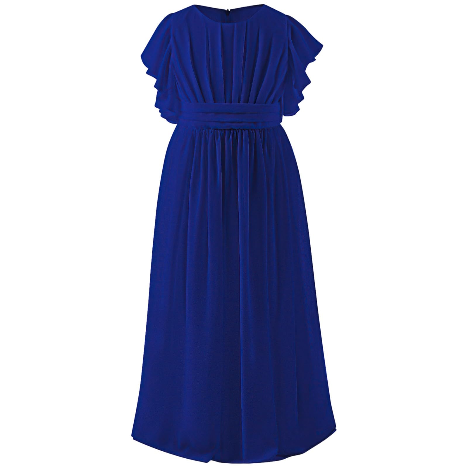 Festliches Kleid MäDchen - Chiffonkleid für sommerliches Festoutfit weich fließend Kleinkind elegantes Abendkleid rundes Dekolleté ausgestellt geschnitten bequeme Party-Tunika für den Alltag