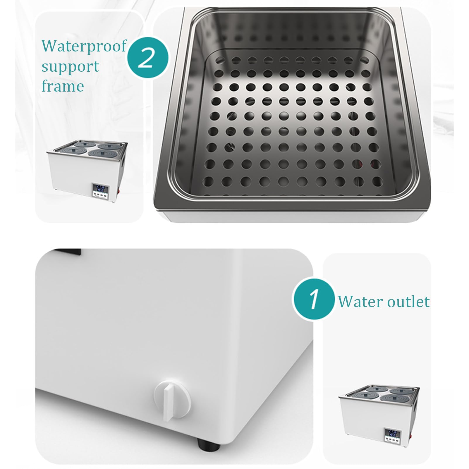 Digitales Labor Wasserbad Water Bath kommerzieller laborwasserbad Heating Devices Stainless Steel Liner mit wählbaren Öffnungen für Experiment,6Hole