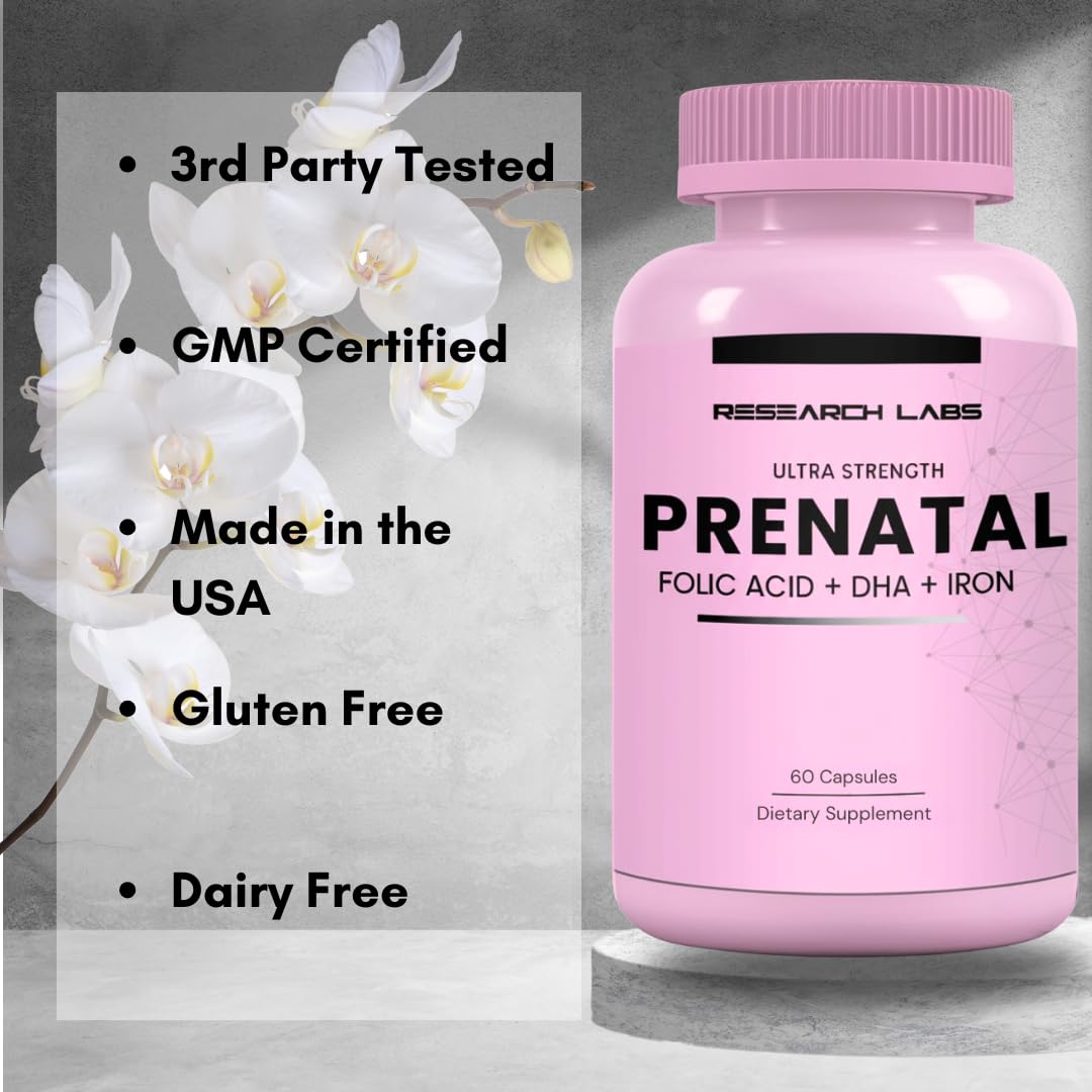 Research Labs Prenatal Vitamins for Women 2 Fer 1 Ad: 6X More Bioavailable Methylated Folate Folic Acid MTHF 5 | Supports Brain Development, Healthy Growth — Amazon image 5
