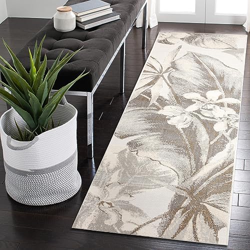 Liora Manne Canyon Indoor/Outdoor Area Rug - (Tropical Leaf Ivory) (1'10" x 7'6")
