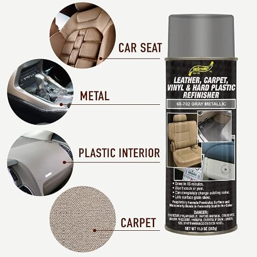 S.M. Arnold Refinishing Spray Paint - GRAY METALLIC 11 Oz. - For Leather, Carpet, Vinyl, Metal, Plastic, Polycarbonate, Polypropylene, Acrylic, Lexan, Fiberglass | Pro Grade Aerosol Refinisher