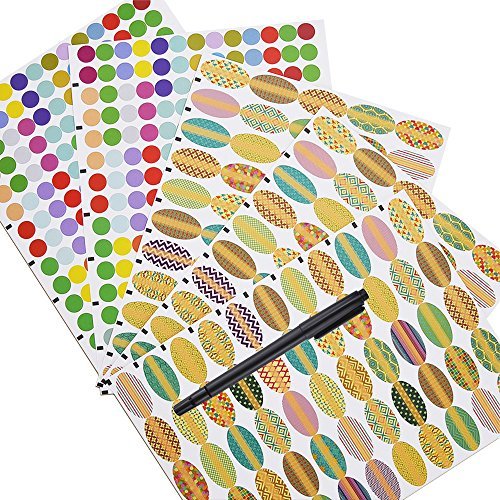 Mudder Waterproof Essential Oils Bottle Stickers Labels Oval-Shaped and Round Stickers with Marker Pen, 5 Sheet